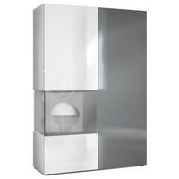 VITRINE Morena Tür und Einsatz in Grau Hochglanz - Grau, Holzwerkstoff (91.5/136.5/37cm) - Vladon
