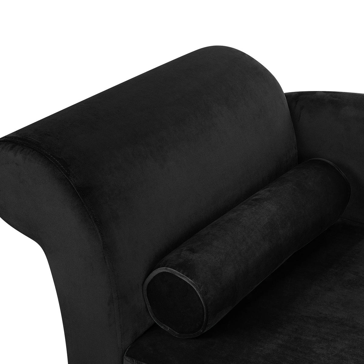 CHAISELONGUE Samtstoff schwarz linksseitig Luiro - Dunkelbraun/Schwarz, Textil (160/77/70cm) - Beliani