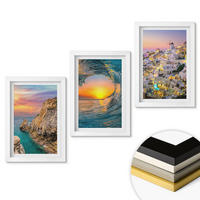 WANDBILDER 3er-Set - 20x30 cm Weißer Rahmen - Meereswellen, weiße Häuser, Santorini - Weiß, Kunststoff (20/30cm) - ArtPrintCave