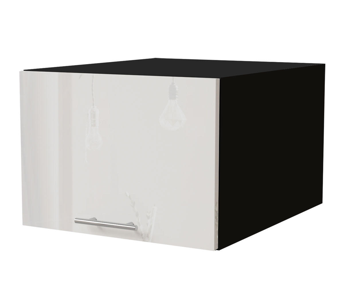 AUFSATZSCHRANK Essen W6B/50 Weiß Hochglanz / Schwarz Matt 50 / 59 / 36cm - Weiß Hochglanz/Schwarz, Holz/Holzwerkstoff (50/36/59cm) - Feldmann-Wohnen