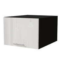 AUFSATZSCHRANK Essen W6B/50 Weiß Hochglanz / Schwarz Matt 50 / 59 / 36cm - Weiß Hochglanz/Schwarz, Holz/Holzwerkstoff (50/36/59cm) - Feldmann-Wohnen