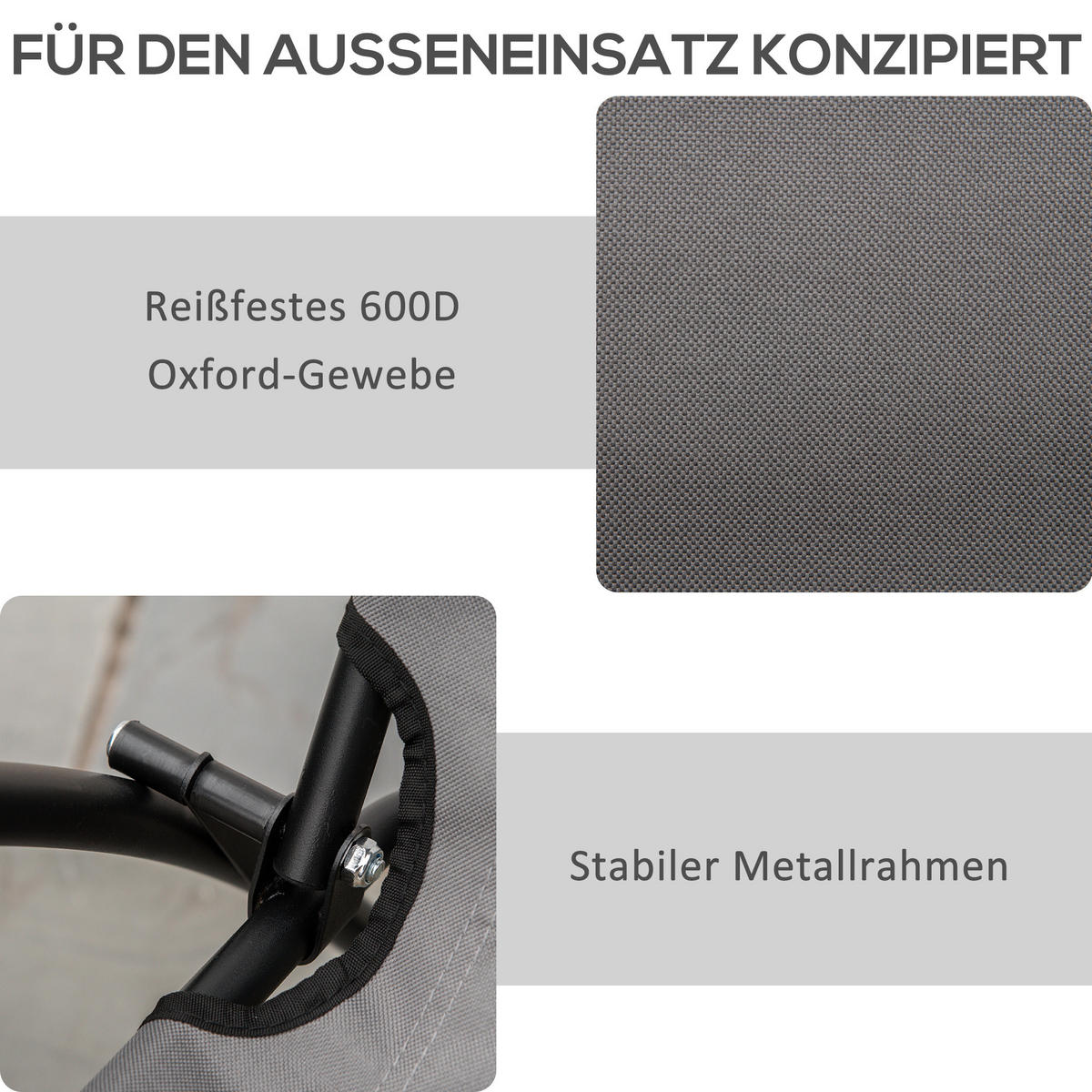 CAMPINGSTUHL faltbar mit Metallrahmen Grau - Grau, Metall (65/94/65cm)