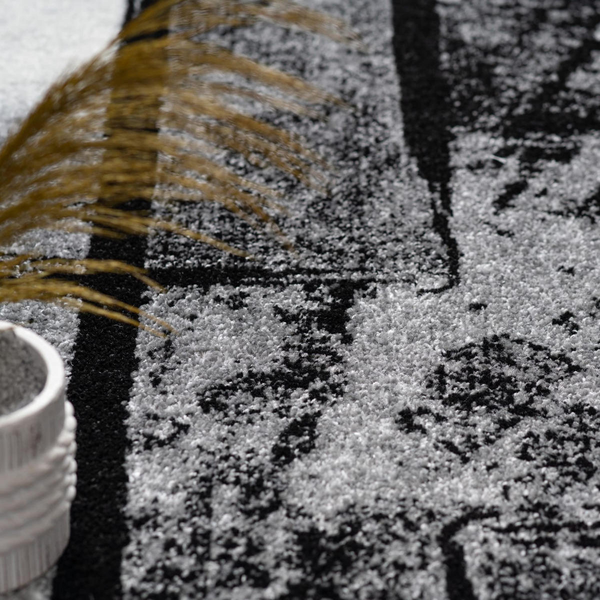 TEPPICH Kurzflor Geometrisches Rechteckmuster Wohnzimmer schmutzabweisend Grau Rechteckig 60x100 - Grau, Textil (60/100cm) - KADIMA DESIGN