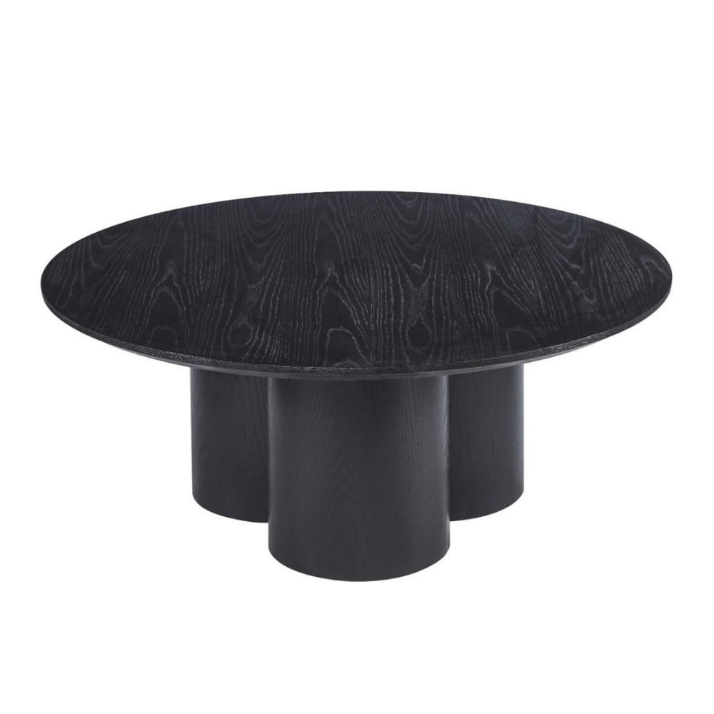 COUCHTISCH ENNA Runder Wohnzimmertisch im architektonischen Säulen-Design - Schwarz, Holz (110/110/45cm) - alesvelt