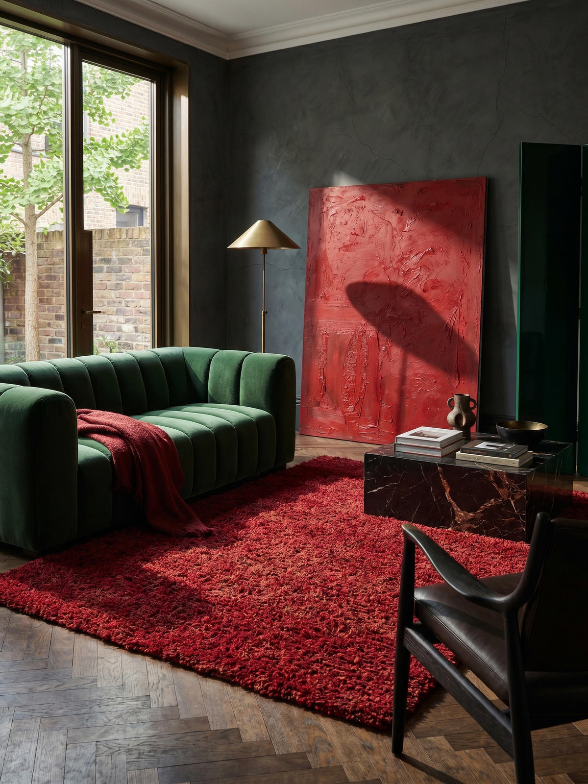 TEPPICH Hochflor Unifarben Polypropylen Wohnzimmer Shaggy Rot Rechteckig 300x400 - Rot, Textil (400/300cm) - KADIMA DESIGN