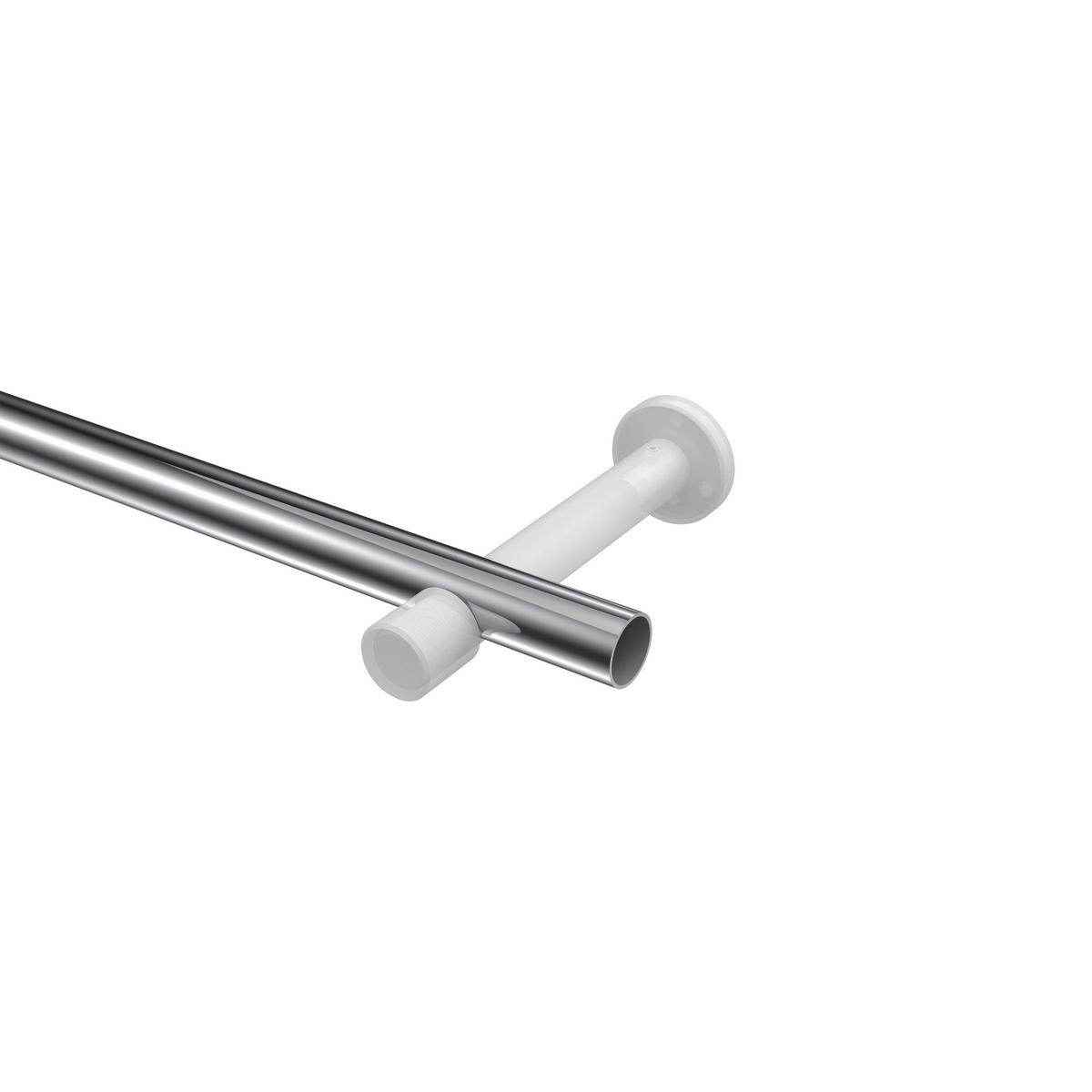 GARDINENSTANGEN-SET Prestige Mavell 100 cm, 1-läufig (ohne Ringe), 20 mm Ø Chrom - Chromfarben/Weiß, Metall (100cm) - INTERDECO