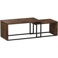 COUCHTISCH 90/48/42 cm und 59/42/36 cm rustikal braun aus Holz mit Metallrahmen - Braun, Holz (90/48/42cm) - OKMYHOME