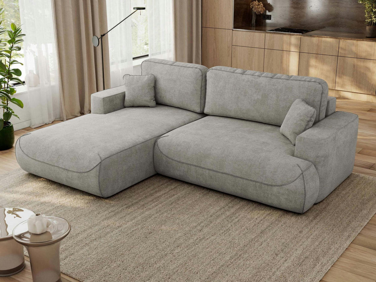 ECKSOFA OVO L Hellgrau Struktur - Links Seite - Hellgrau/Schwarz, Kunststoff/Textil (271/195cm) - MKS