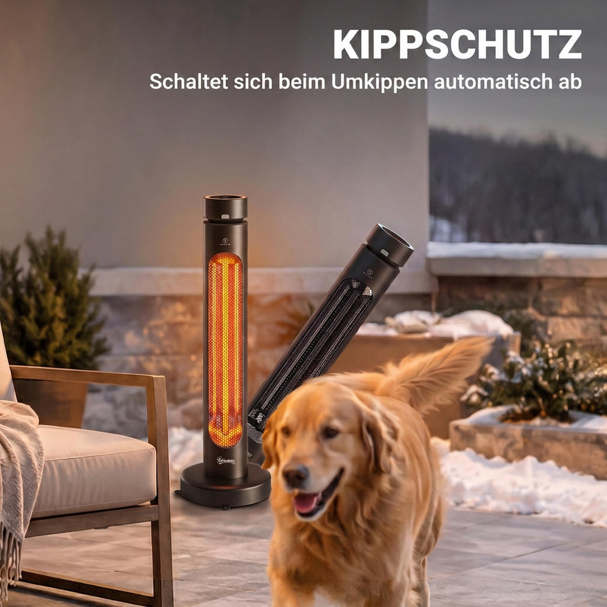INFRAROT-HEIZSTRAHLER Aluminium Carbonfaser Schwarz - Schwarz, Metall (29.5/84/29.5cm) - Outsunny