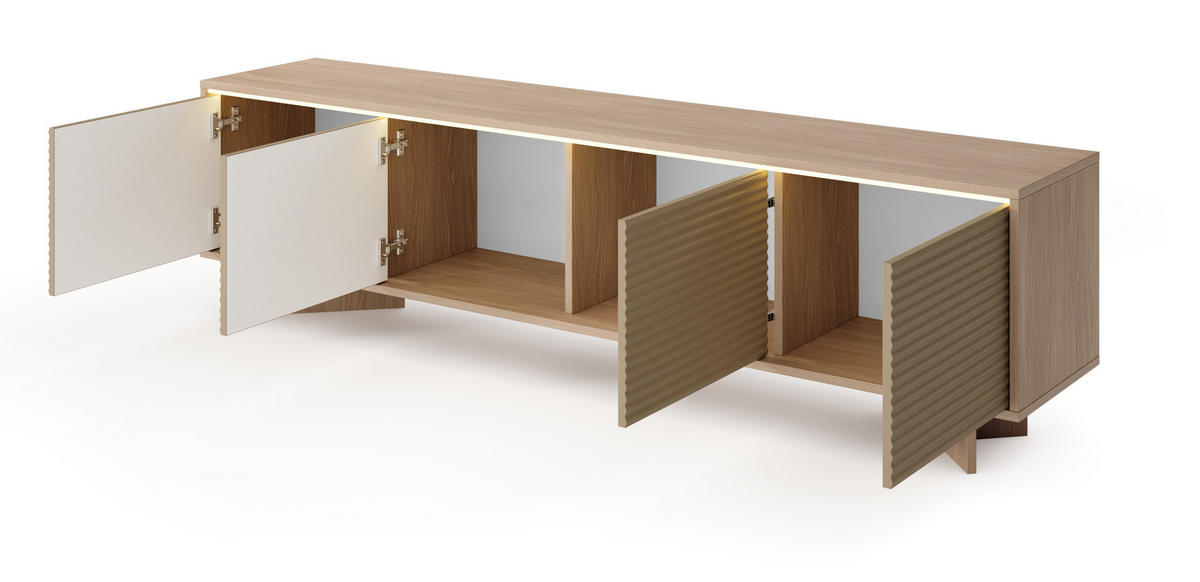 TV-SCHRANK 204 cm Spirit, LED, 4 Türen, Cappuccino - Eichefarben/Cappuccino, Holz (204/54/40cm) - Emporius