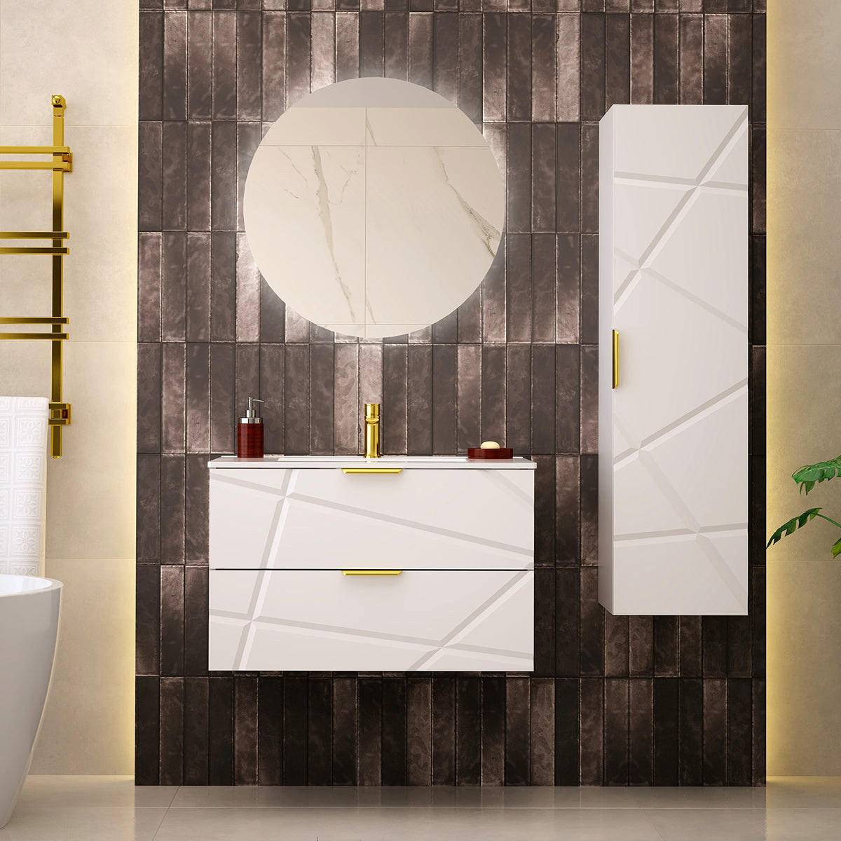 UMIVALNIK 80cm Aurora Bela - bela, leseni material (80/50/45.8cm) - Petits-meubles