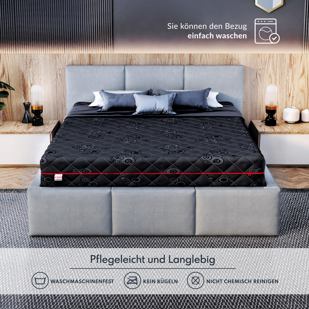 Thumbnail - FDM Taschenfederkernmatratze, Schwarz, Textil, H3, Rechteckig, 100x200 cm, Oeko-Tex® Standard 100, Schlafzimmer, Matratz...