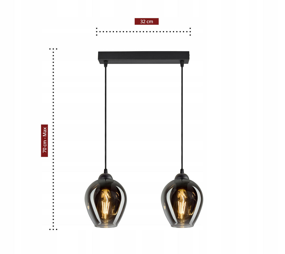 PENDELLEUCHTE Hegel - Transparent/Anthrazit, Glas/Metall (15/37/80cm) - kiki design
