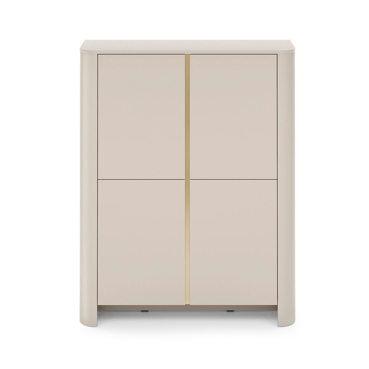 SIDEBOARD AMOS KOM1-4D Abgerundeter Korpus, Kaschmir 103/132/39 cm - Kaschmir, Holzwerkstoff/Kunststoff (103/132/39cm) - Komodee