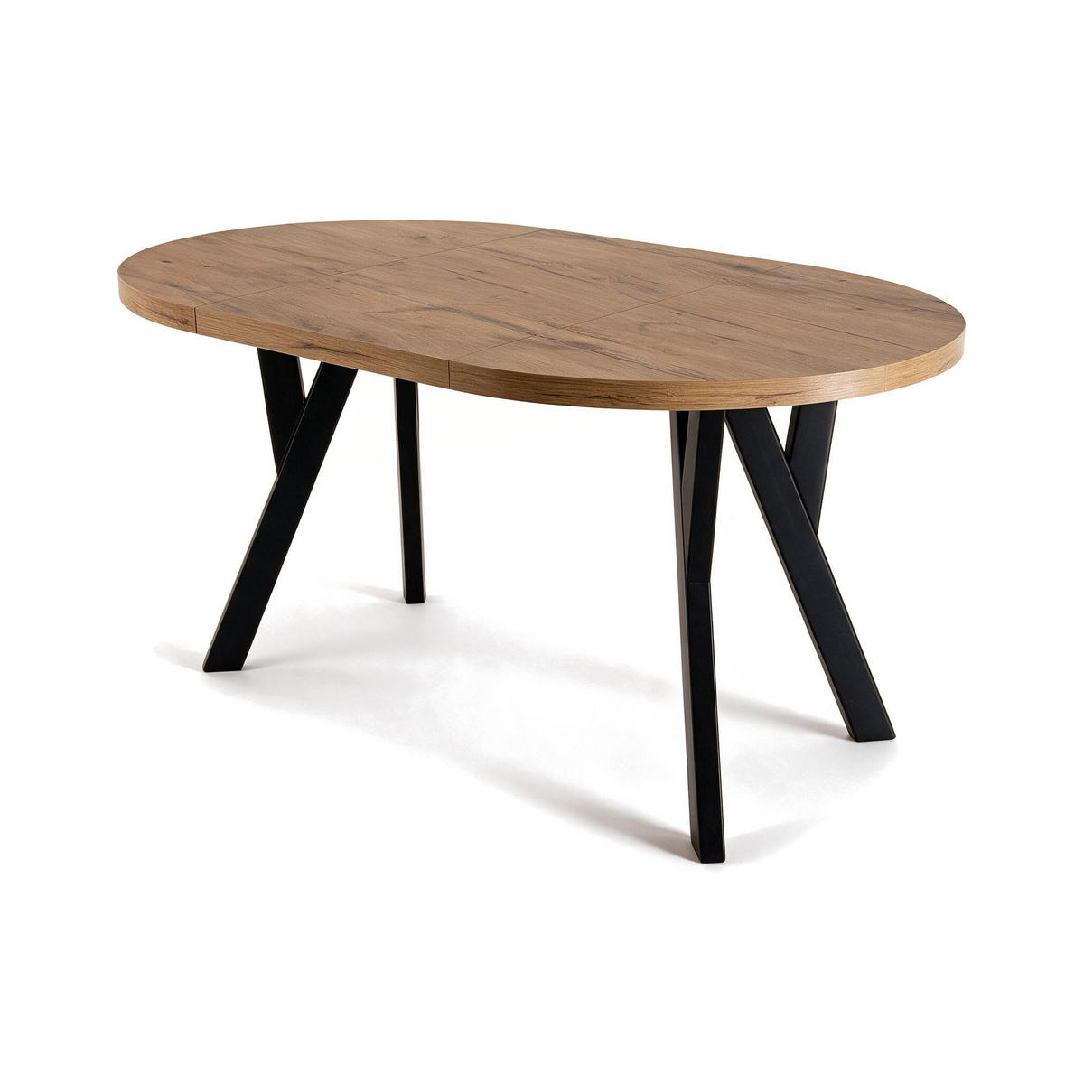 ESSTISCH ausziehbar rund 100-140 cm ATO Lancelot, Auszugstisch mit Einlegeplatte - Honigeiche/Schwarz, Holzwerkstoff (100/100/77cm) - VENASI MÖBEL