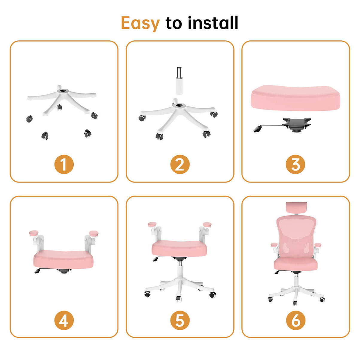 BÜROSTUHL ergonomisch Weiß-Rosa mit Lendenstütze - Pink, Metall (58.5/28.5/61cm) - Rattrix