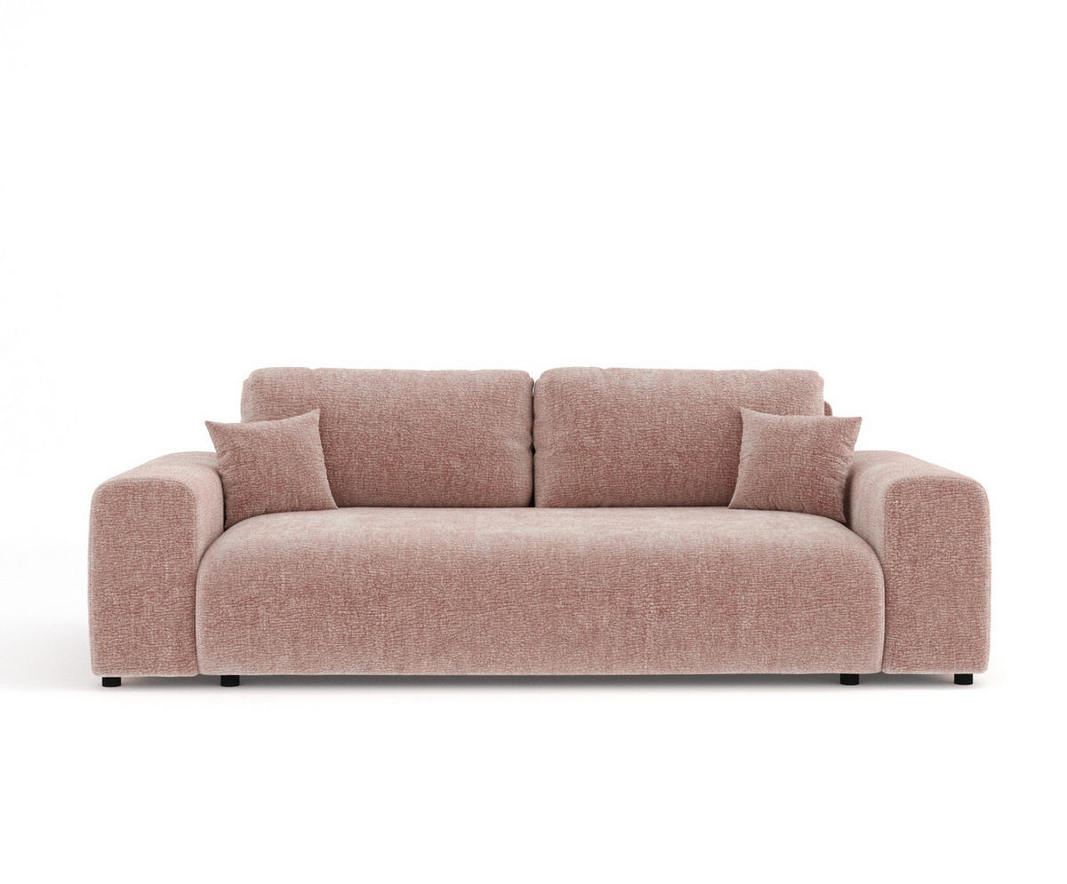 3-SITZER-SOFA Zanzibar Rosa Chenille - Schwarz/Rosa, Holz/Holzwerkstoff (213/79/108cm) - Maison de Reve