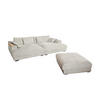 BIG SOFA-SET MIT TABLETT NATUR MADELINE Cremeweiß Cord - Creme/Schwarz, Kunststoff/Textil (290/85/170cm) - KAWOLA