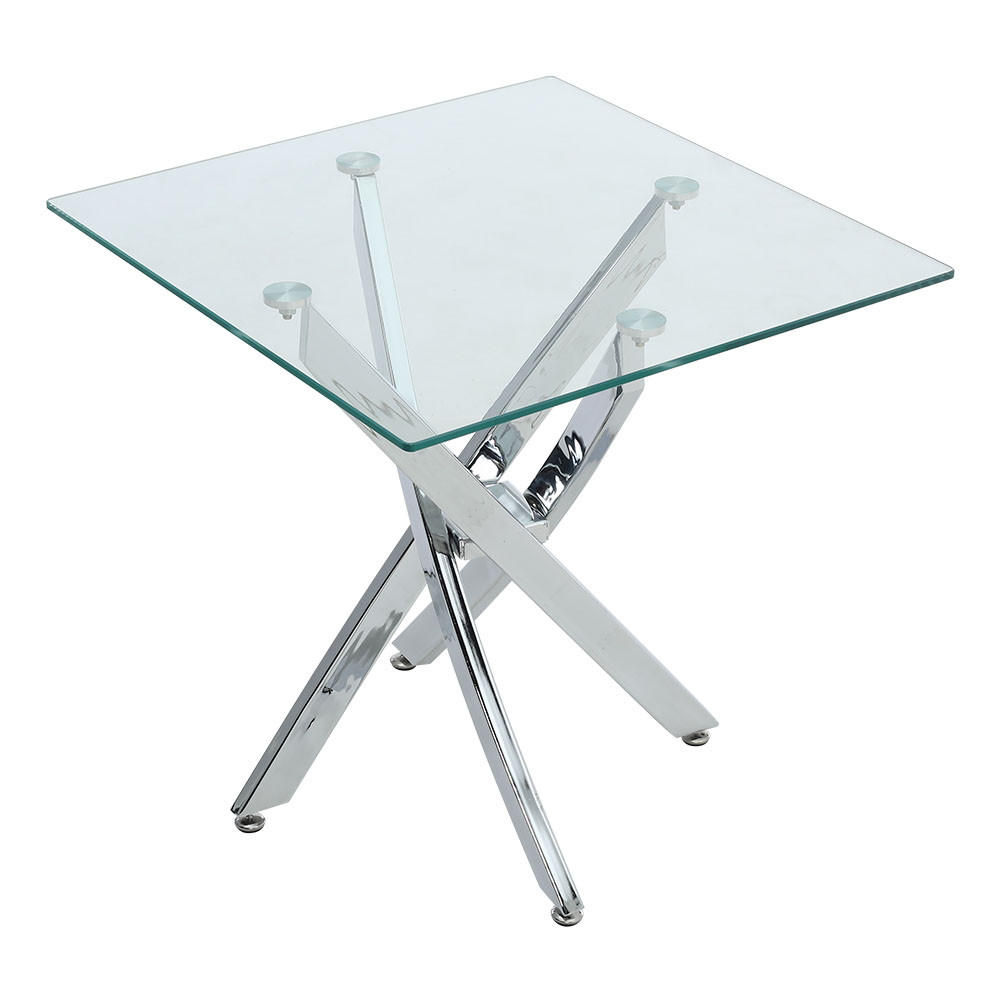 BEISTELLTISCH aus Glas mit Metalbeine Quadratisch 55 x 55 x 55 cm - Transparent, Glas (55/55/55cm) - Livingandhome