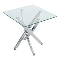 BEISTELLTISCH aus Glas mit Metalbeine Quadratisch 55 x 55 x 55 cm - Transparent, Glas (55/55/55cm) - Livingandhome