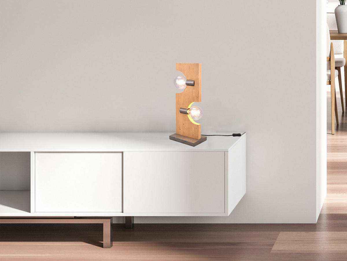 LED-TISCHLAMPE Höhe 52cm, dimmbar, Holz - Naturfarben, Naturmaterialien (15/22/53cm) - meineWunschleuchte