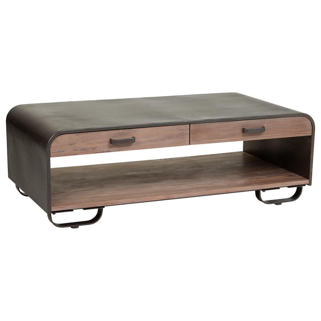 COUCHTISCH aus Holz und Metall schwarz 120x62x41 cm - Braun, Holz (62/120/41cm) - Wanderlust