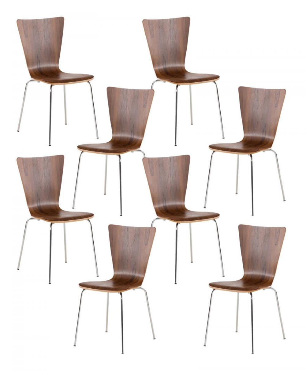 BESUCHERSTUHL 8er Set Holz walnuss - Walnussfarben, Holz/Metall (43/84/50cm) - CLP