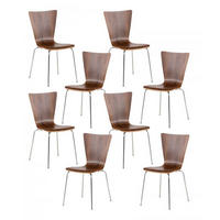 BESUCHERSTUHL 8er Set Holz walnuss - Walnussfarben, Holz/Metall (43/84/50cm) - CLP