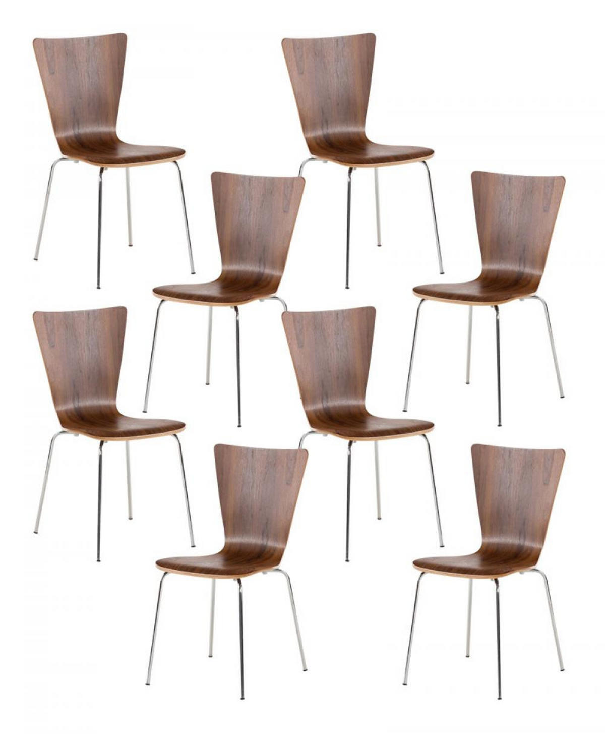 BESUCHERSTUHL 8er Set Holz walnuss - Walnussfarben, Holz/Metall (43/84/50cm) - CLP