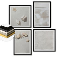 WANDBILDER 4er-Set - 50x50 cm & 40x60 cm Schwarzer Rahmen - Boho-Textur aus Sandsteinen - Schwarz, Kunststoff (50/50cm) - ArtPrintCave