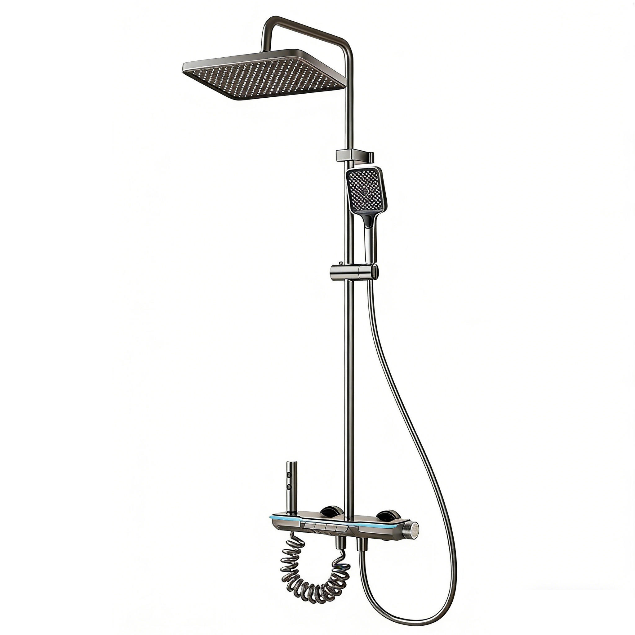 ÜBERKOPFBRAUSESET Digitalanzeige 4 Funktionen Spray Modus - Schwarz, Metall (30/120/35cm) - Bextcok
