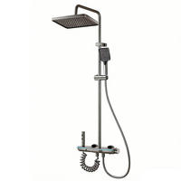 ÜBERKOPFBRAUSESET 4 Funktionen Spray Modus LED - Schwarz, Metall (30/120/35cm) - Kaket