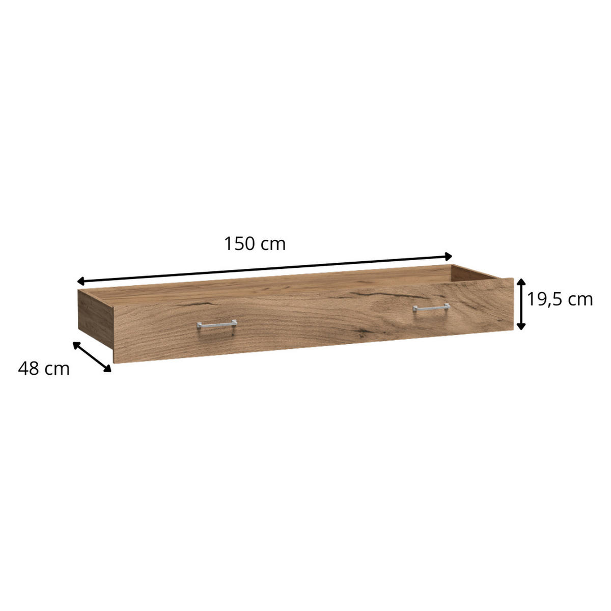 BETTSCHUBLADE Antica New AN-6 150 x 19,5 x 48 cm Kraft Gold - Wildeiche, Holzwerkstoff/Metall - Koseto