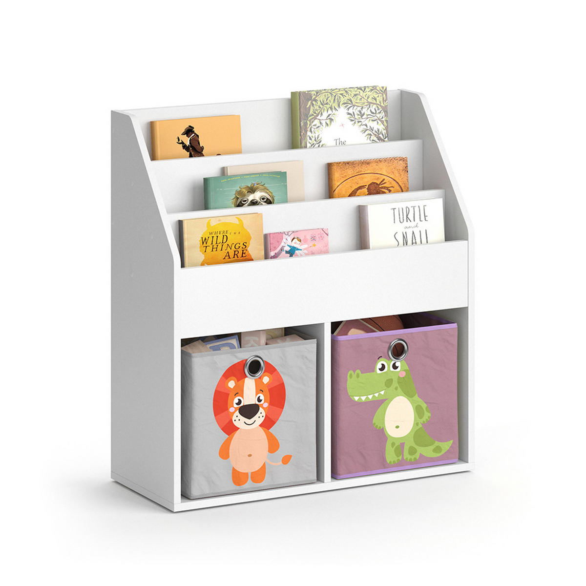 KINDERREGAL Luigi Weiß 72 x 79 cm mit 2 Faltboxen opt.3 - Weiß, Holzwerkstoff (72/79/30.7cm) - Vicco