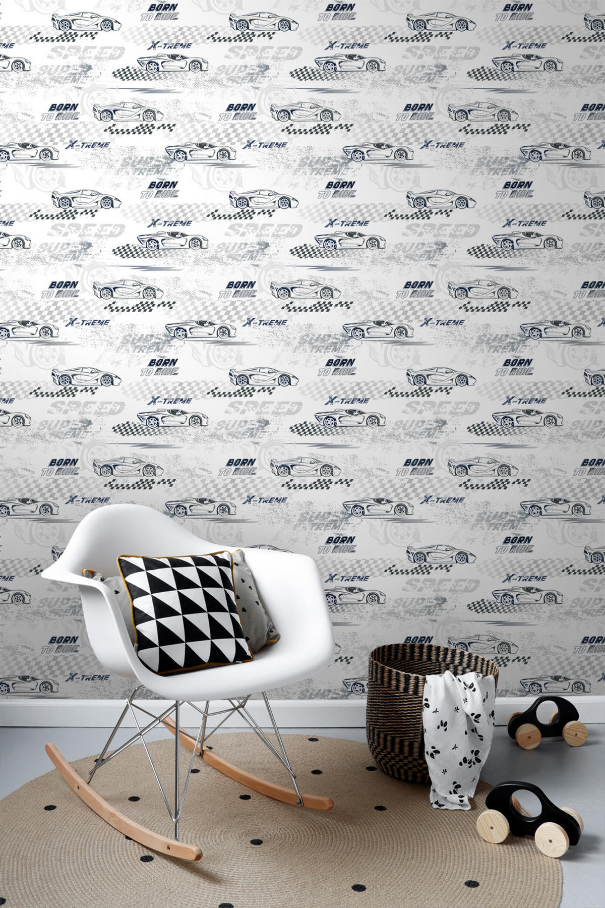 TAPETE Rennwagen 50 x 900 cm - Schwarz, Papier (50/0.1cm) - Sanders & Sanders