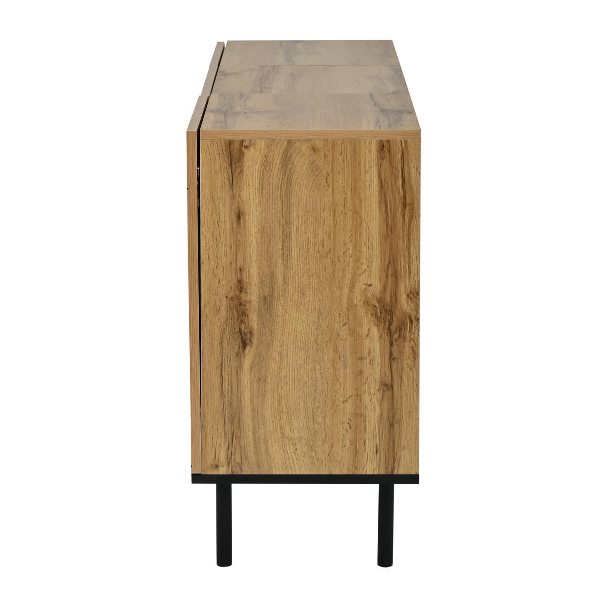 SIDEBOARD 120cm 3 Türen Wellenmuster Naturholz Metallbeine - Naturfarben, Holzwerkstoff (120/70/35cm) - FLIEKS