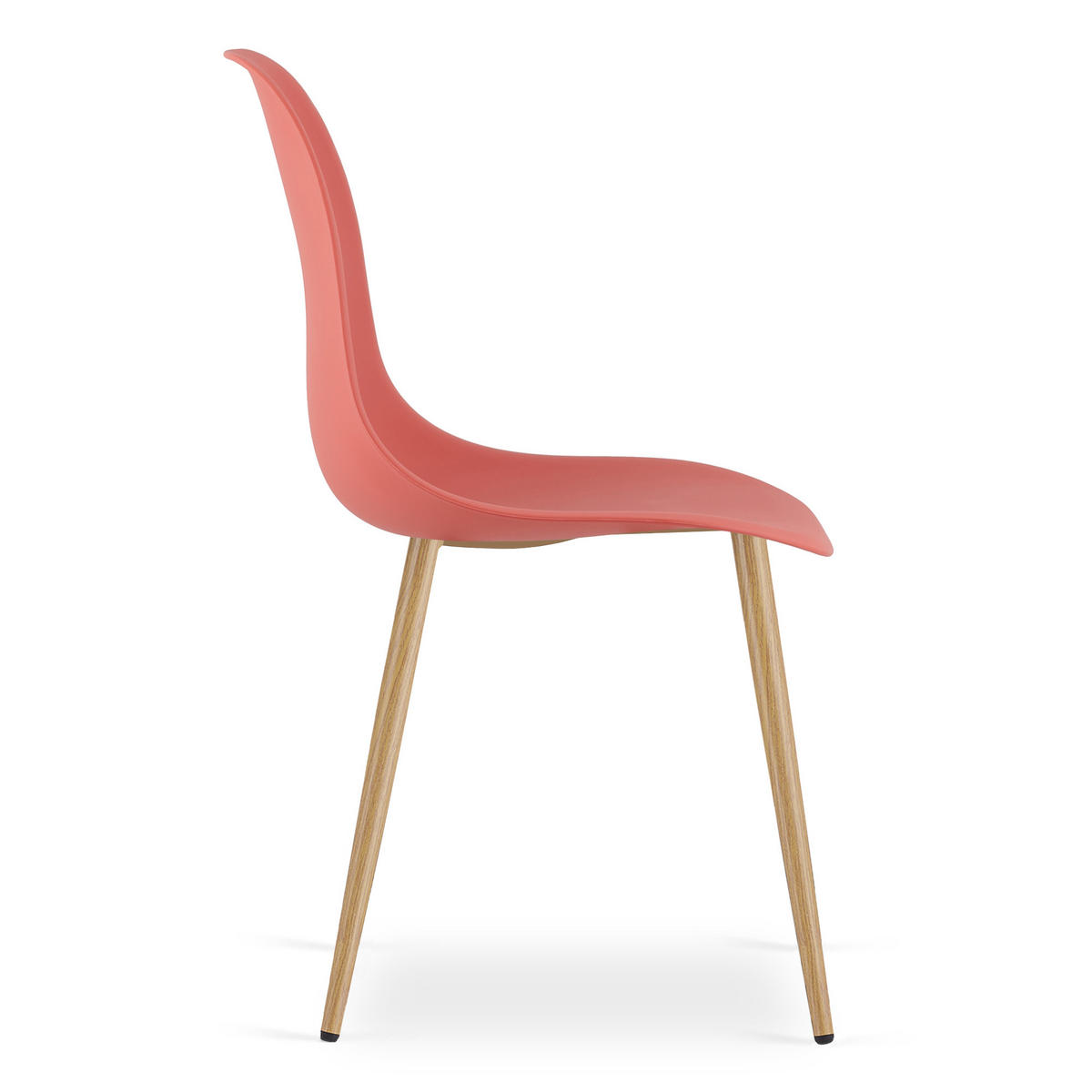 ESSZIMMERSTUHL KALEO Zinnoberroter Sitz, natürliche Beine - Rot/Naturfarben, Kunststoff (46/84/51cm) - Valora