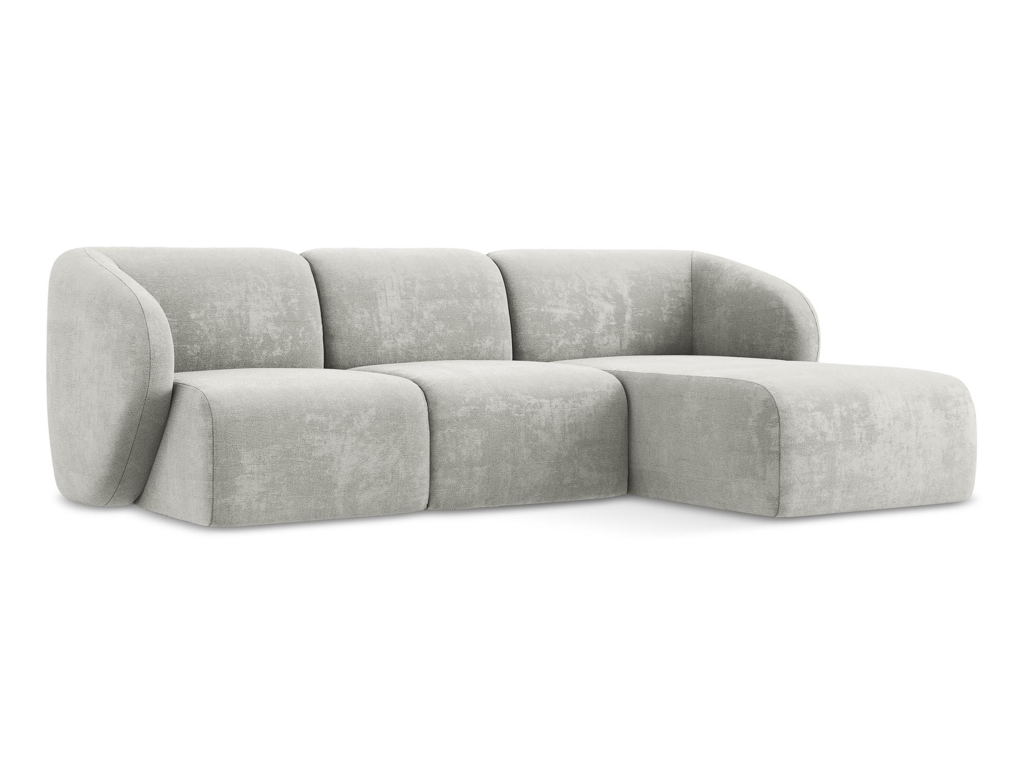 ECKSOFA Rechts Chenille Stoff Grau - Hellgrau/Schwarz, Holzwerkstoff/Kunststoff (248/166cm) - Makamii