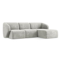ECKSOFA Rechts Chenille Stoff Grau - Hellgrau/Schwarz, Holzwerkstoff/Kunststoff (248/166cm) - Makamii