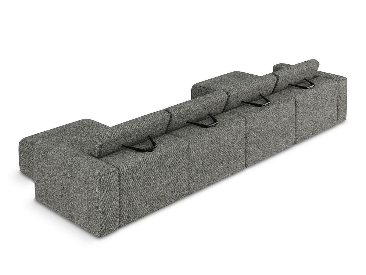 WOHNLANDSCHAFT Strukturstoff Stoff Grau - Dunkelgrau/Schwarz, Kunststoff/Textil (404/80/167cm) - Makamii