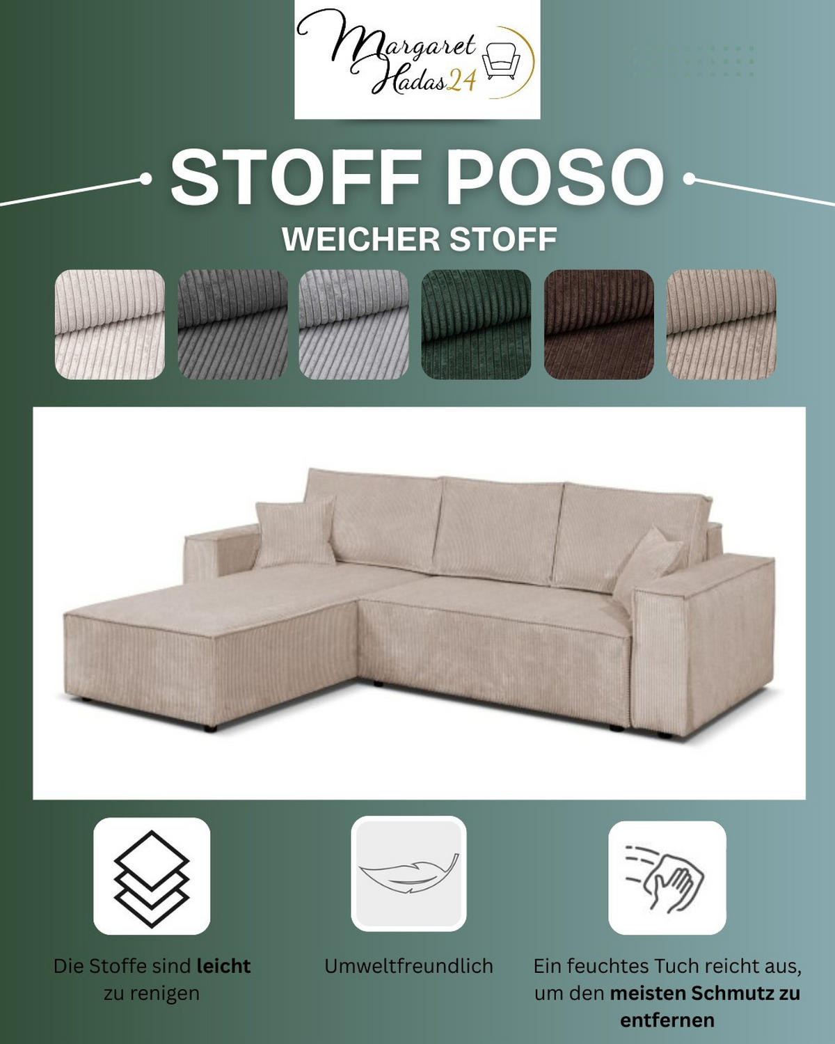 ECKSOFA Passio L-Form mit Schlaffunktion und Bettkasten 275 cm beige - Beige, Kunststoff (275/190cm) - Margaret Hadas24