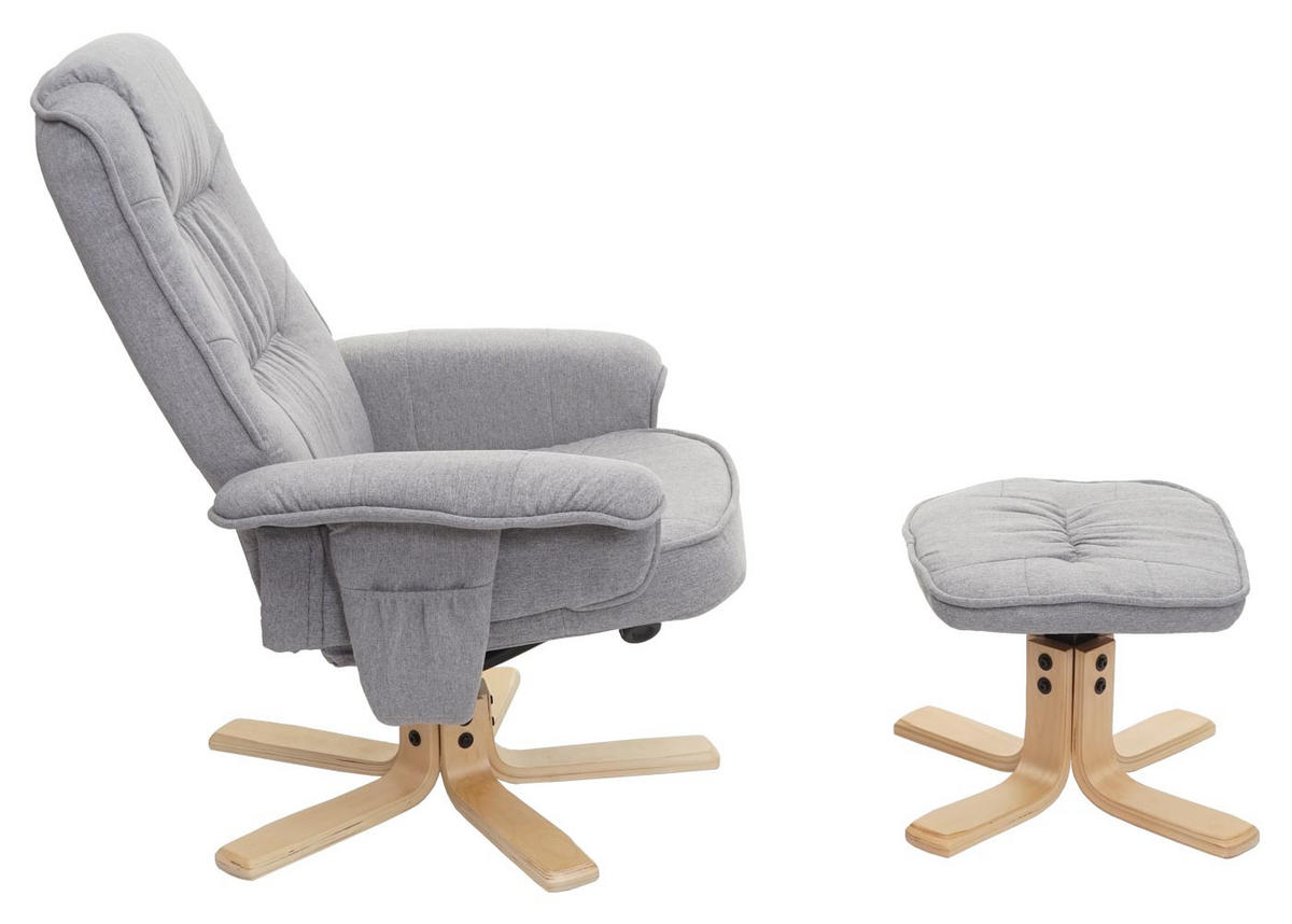 RELAXSESSEL MIT HOCKER Hellgrau - Hellgrau, Textil (80/100/70cm) - MCW