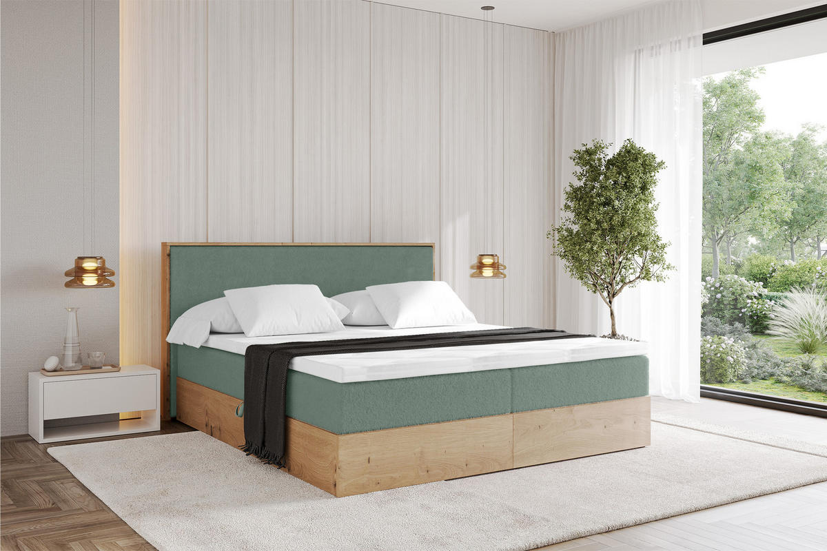 BOXBETT LOLLI9 - 140x200 - H3 Grün - Grün, Holzwerkstoff (140/200cm) - ALTDECOR