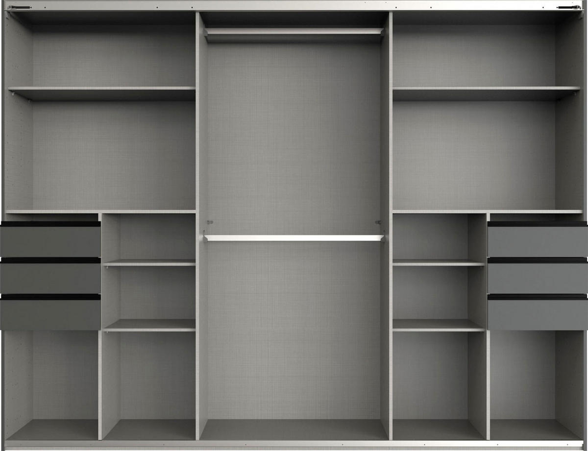 SCHWEBETÜRENSCHRANK Saigon sandgrau Glas 270 / 64 / 208 cm - Grau, Holz/Holzwerkstoff (270/208/64cm) - Wimex