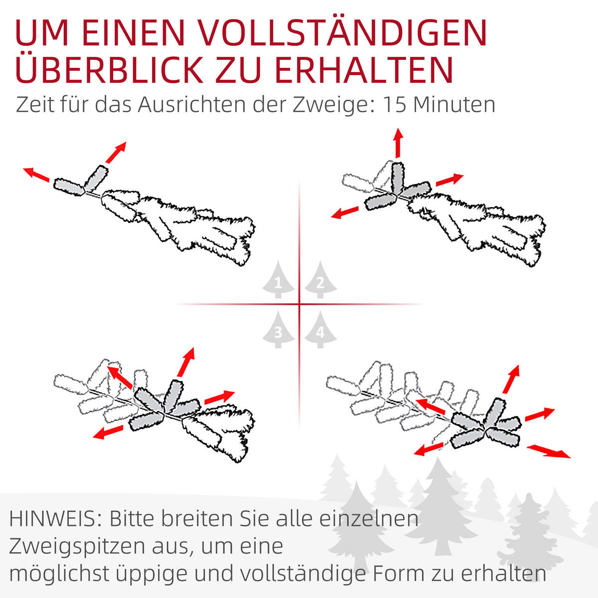 KÜNSTLICHER Weihnachtsbaum, 180 cm Christbaum mit 994 Spitzen für Weihnachten - Grün, Kunststoff (180cm) - HOMCOM