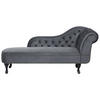 CHAISELONGUE Samtstoff grau rechtsseitig Nimes - Dunkelbraun/Grau, Textil (170/79/61cm) - Beliani