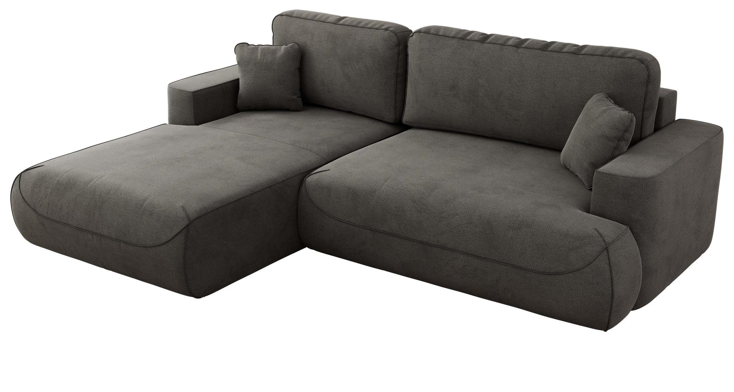 ECKSOFA OVO L Dunkelgrau Velvet - Links Seite - Dunkelgrau/Schwarz, Kunststoff/Textil (271/195cm) - MKS