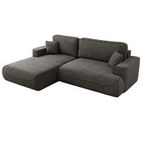 ECKSOFA OVO L Dunkelgrau Velvet - Links Seite - Dunkelgrau/Schwarz, Kunststoff/Textil (271/195cm) - MKS