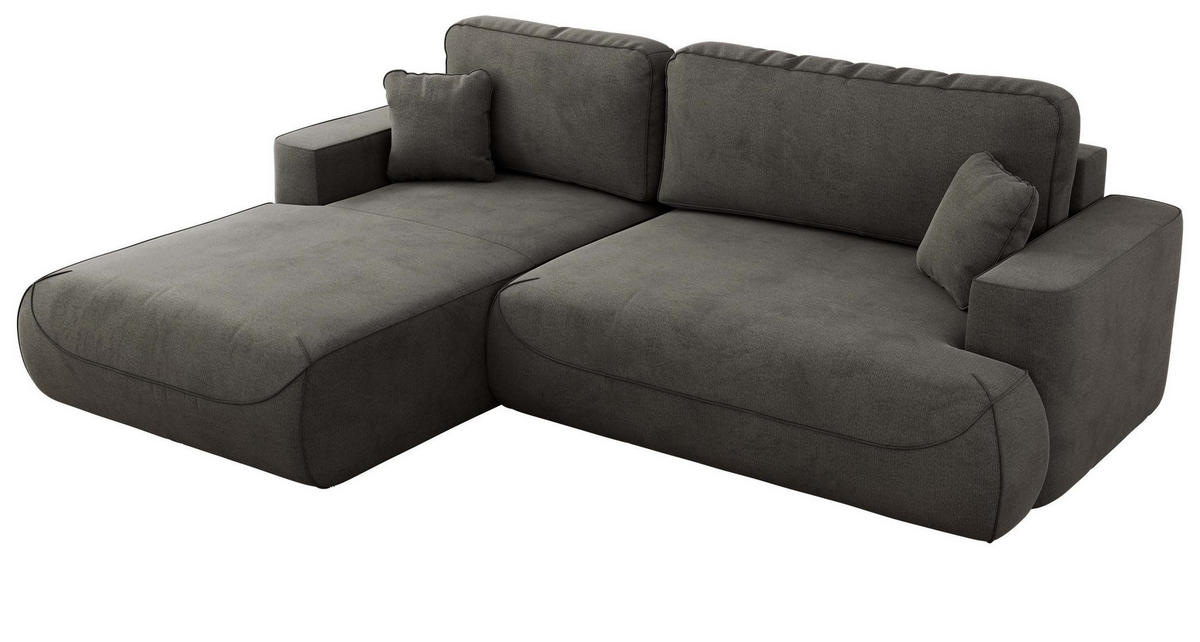 ECKSOFA OVO L Dunkelgrau Velvet - Links Seite - Dunkelgrau/Schwarz, Kunststoff/Textil (271/195cm) - MKS