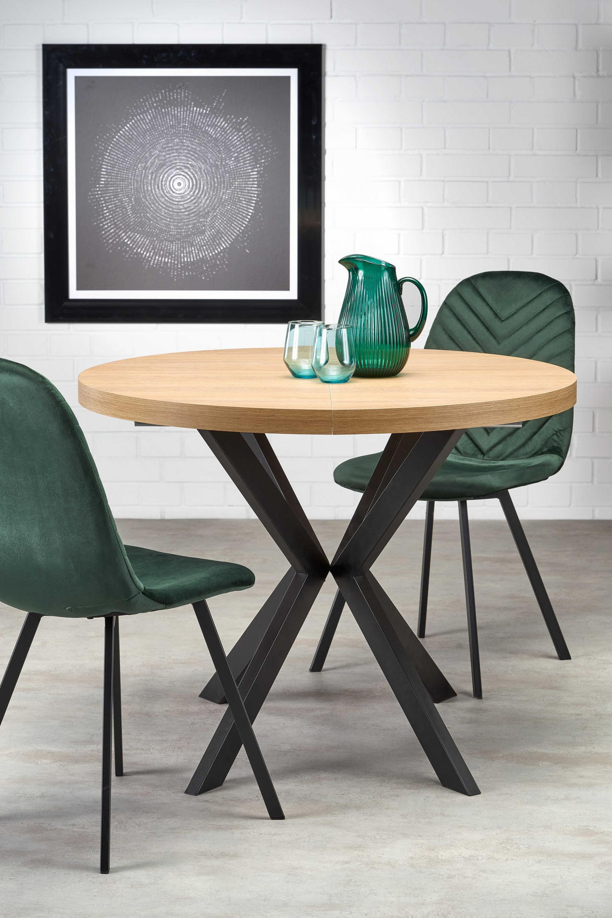 ESSTISCH rund ausziehabar Eiche Gold - Schwarz 100x75 cm - Eichefarben/Schwarz, Holzwerkstoff (100/100/75cm) - designimpex